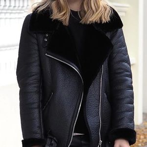 Faux fur aviation/biker jacket